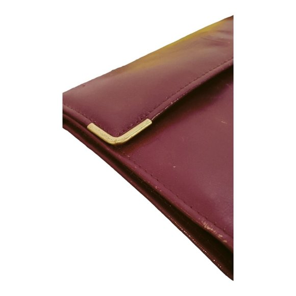 Vintage Buxton Wallet Clutch Red Burgundy Leather Top Grain Cowhide Kiss Lock - Picture 8 of 10